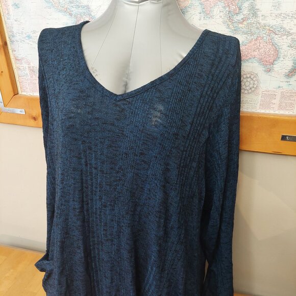 Pennington's Women's DC Jeans Long Sleeve V Neck Tunic Top front pockets Size 3X - Picture 2 of 11